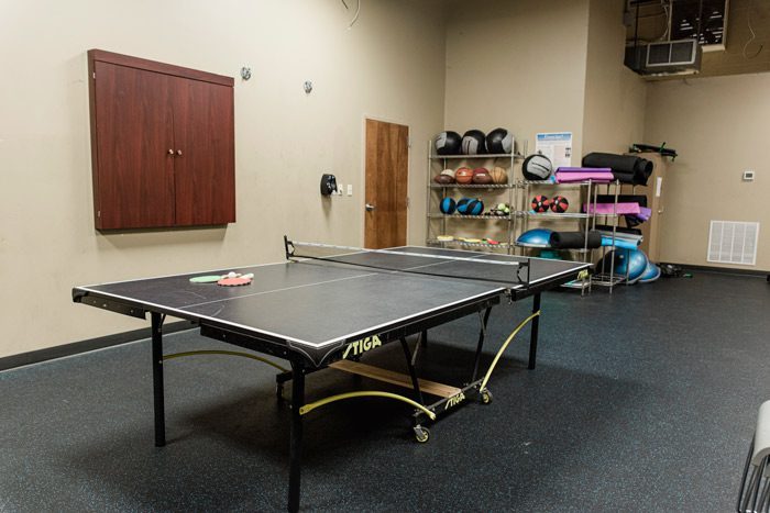 recreation room with ping pong table and yoga mats - Victory Addiction Recovery Center - addiction treatment center in Louisiana